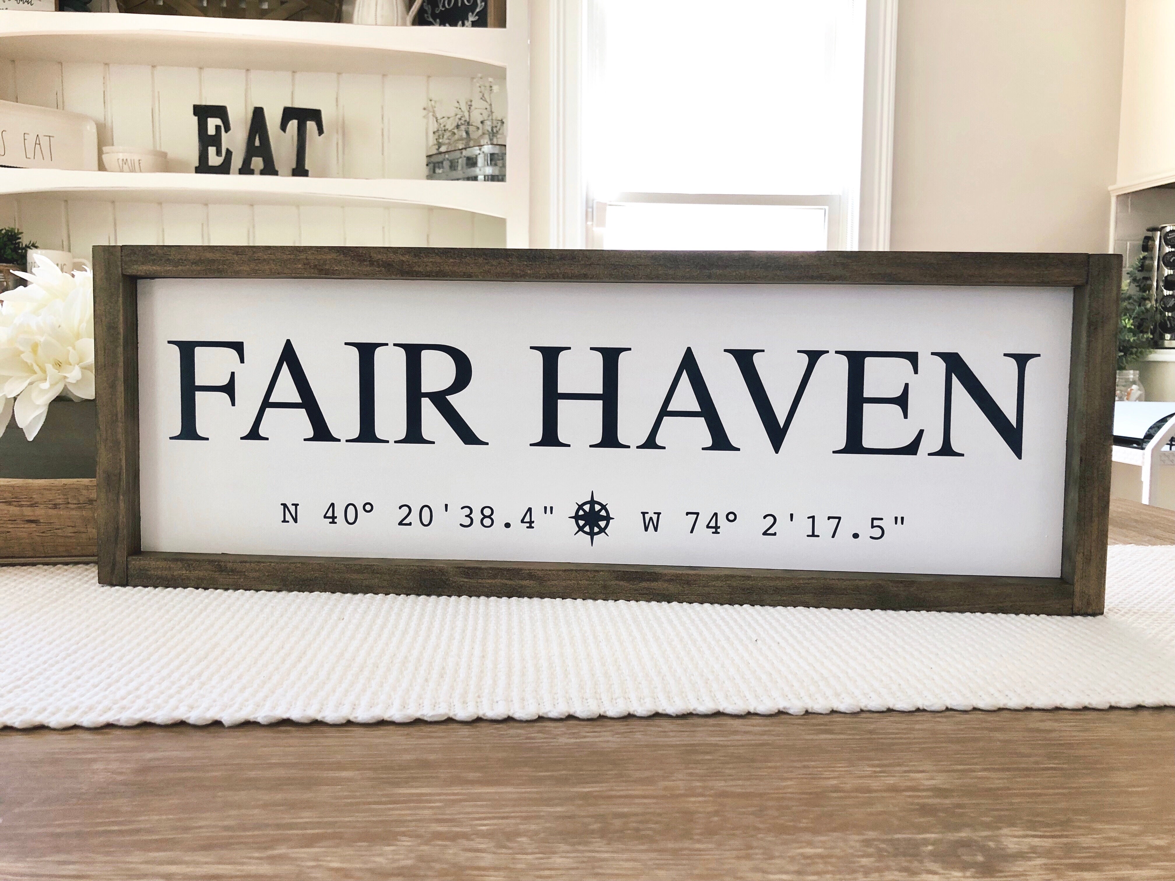 Personalized wood sign with town name